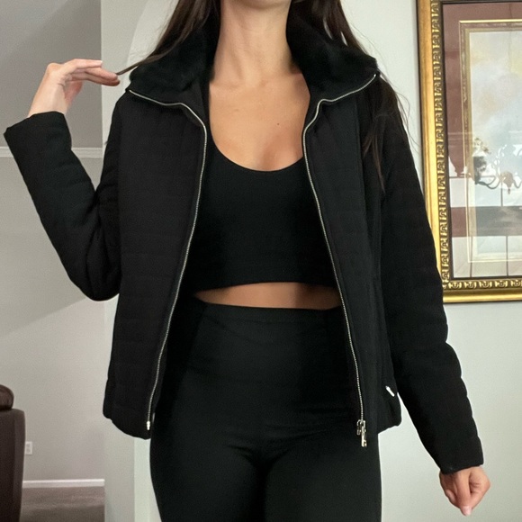 EUC Black Fur Collar Marc New York Coat - Picture 3 of 6